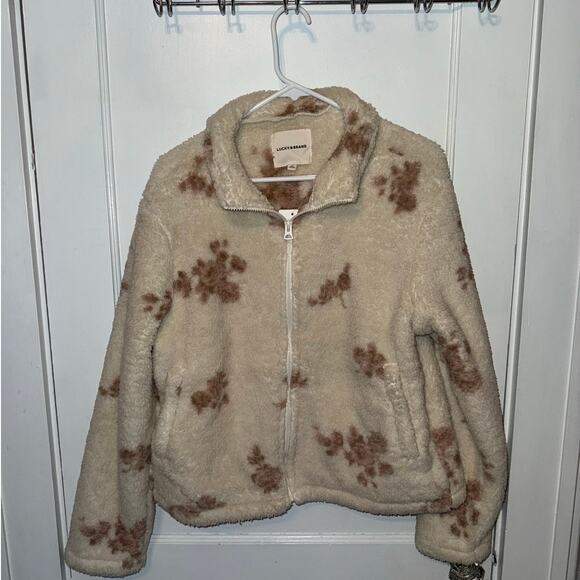 Lucky Brand Jackets & Blazers - New Lucky Brand Floral Faux Fur Fleece Zip Jacket size M